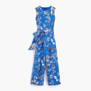 J. Crew Blue Floral Sleeveless Linen Jumpsuit